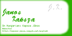 janos kapsza business card