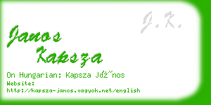 janos kapsza business card